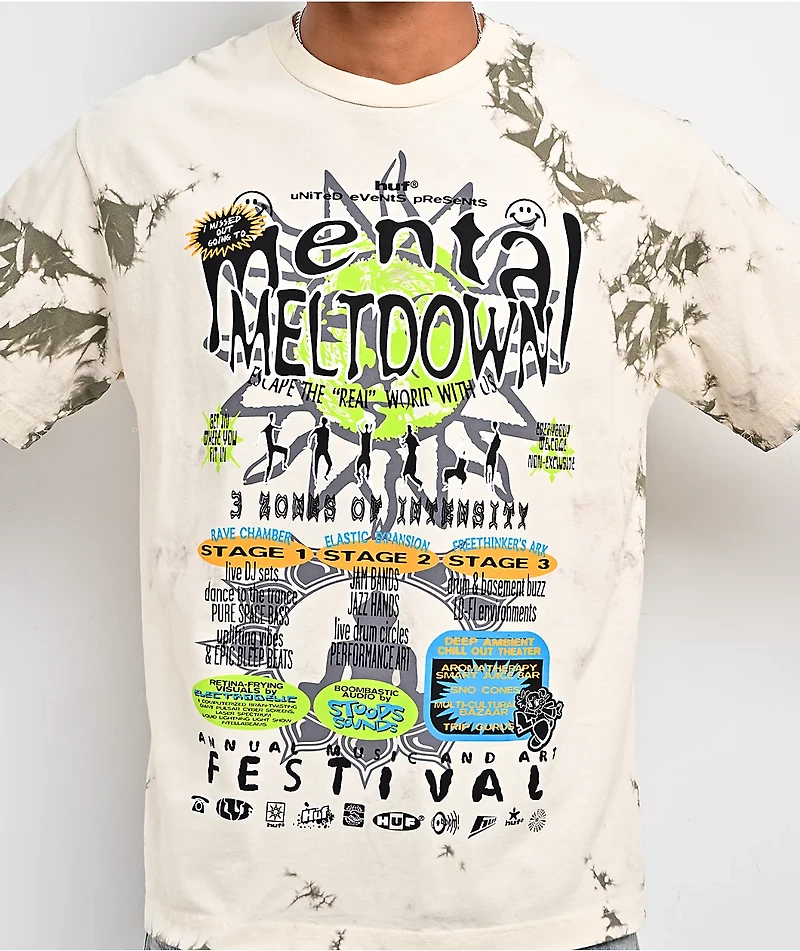 HUF Mental Meltdown Beige Tie Dye T-Shirt