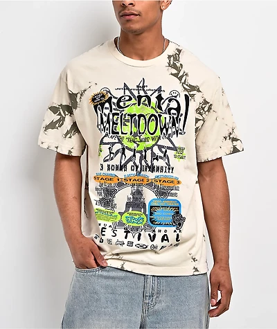 HUF Mental Meltdown Beige Tie Dye T-Shirt