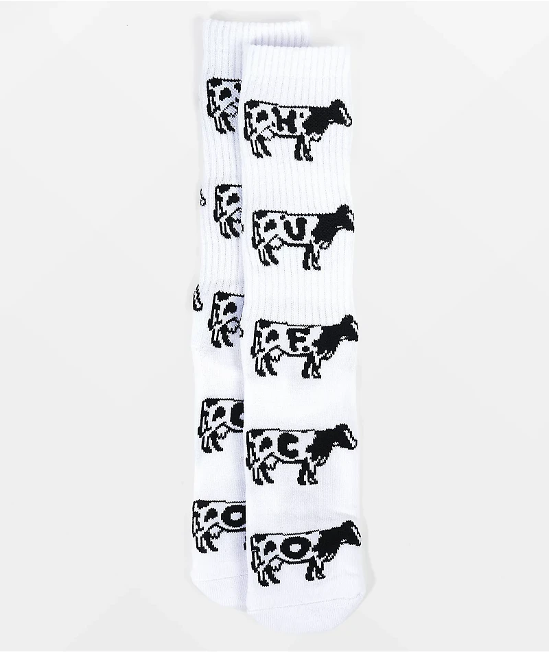HUF Moo White Crew Socks