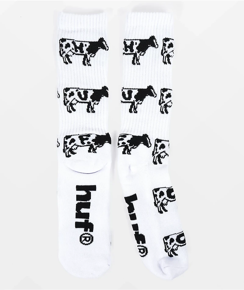HUF Moo White Crew Socks