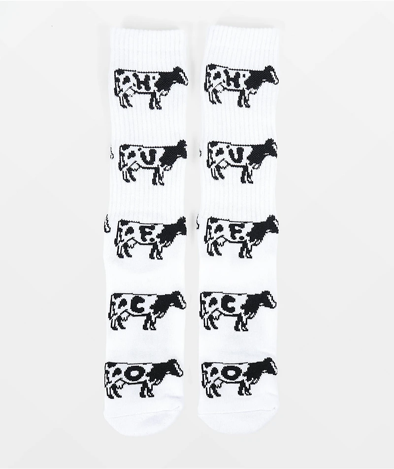 HUF Moo White Crew Socks