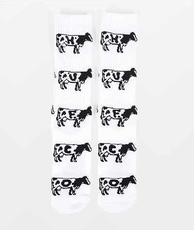 HUF Moo White Crew Socks