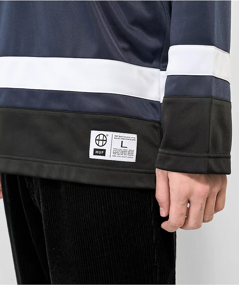HUF Navy Hooded Hockey Jersey