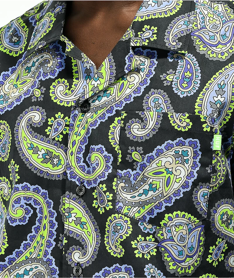 HUF Paisley Black Short Sleeve Button Shirt