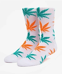 HUF Plantlife White, Orange & Teal Crew Socks