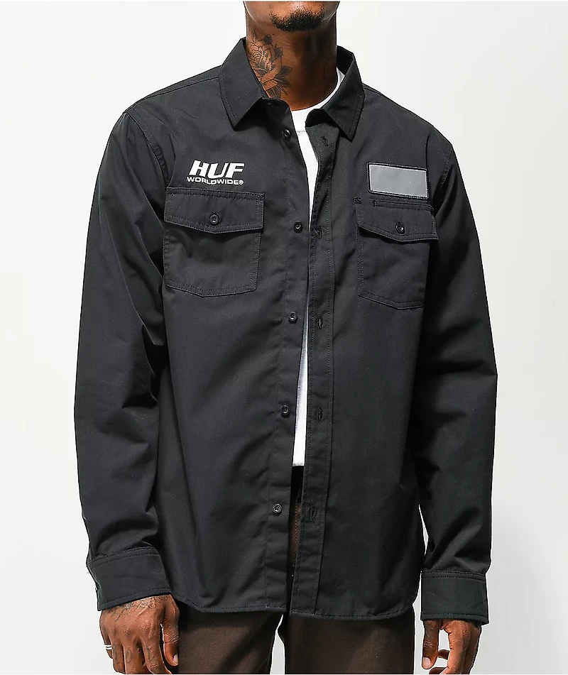 HUF Porter Black Long Sleeve Button Up Shirt