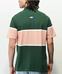 HUF Power Unit Green, Salmon, & White Stripe Polo Shirt