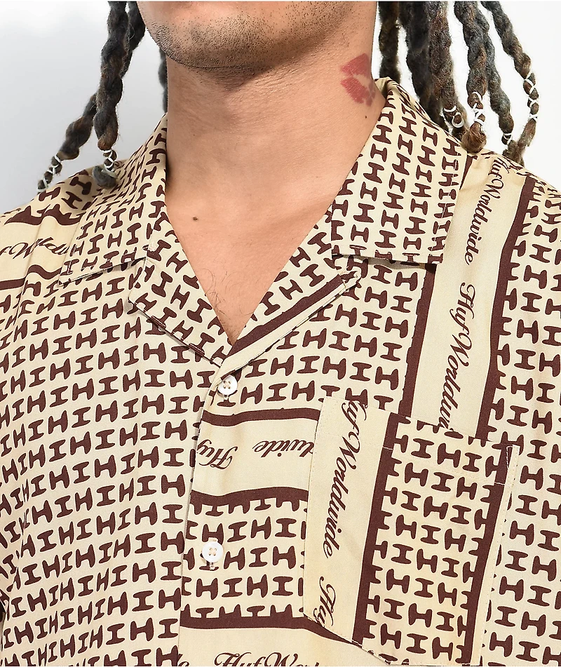 HUF Scarf Resort Tan Short Sleeve Button Up Shirt