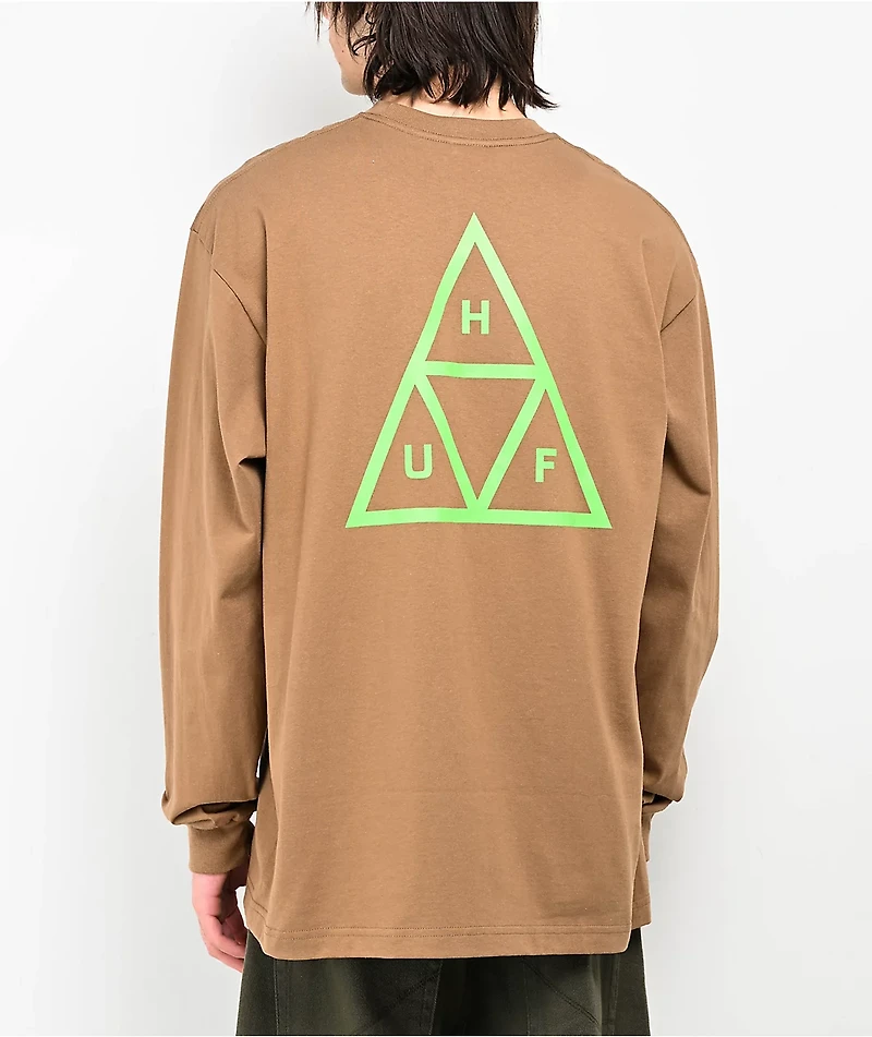 HUF Set Triple Triangle Camel & Green Long Sleeve T-Shirt