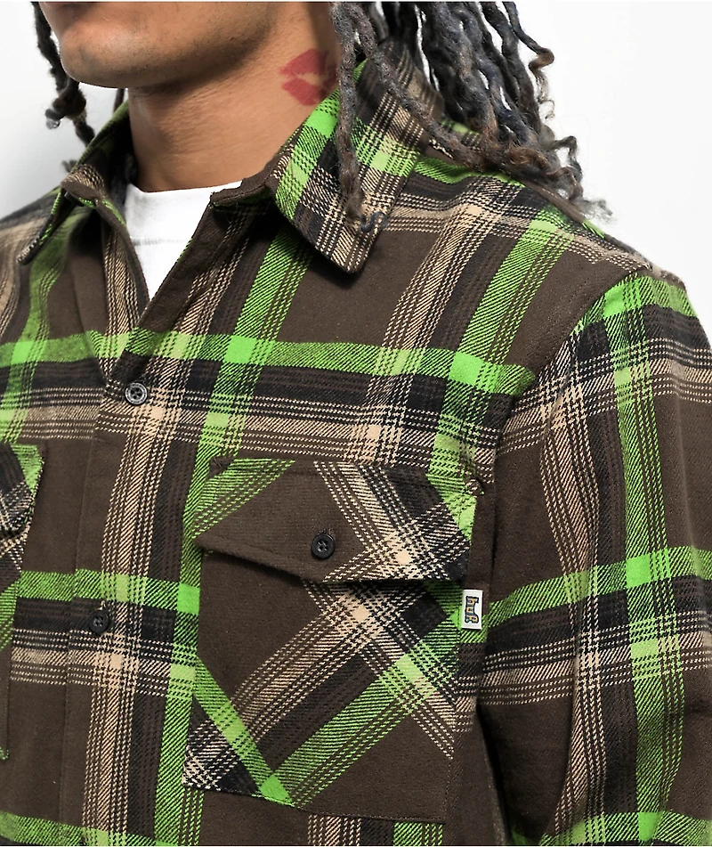 HUF Sorrento Brown & Green Plaid Flannel Shirt