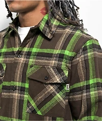 HUF Sorrento Brown & Green Plaid Flannel Shirt