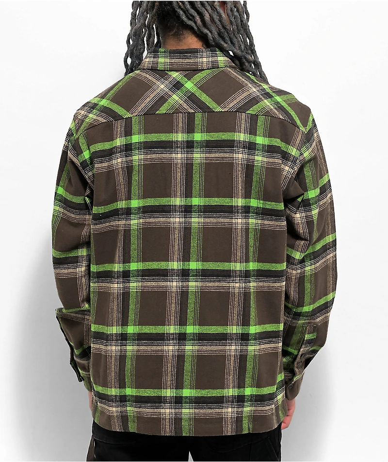 HUF Sorrento Brown & Green Plaid Flannel Shirt