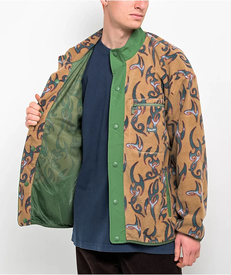 HUF Static Polar Oatmeal Button Up Fleece