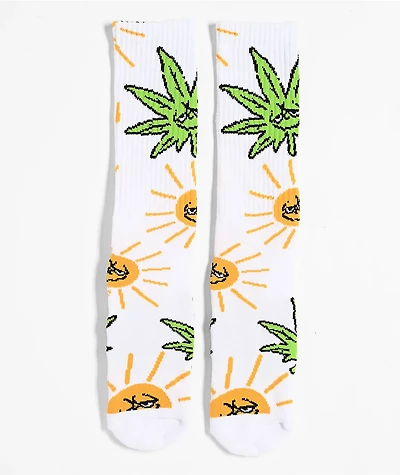 HUF Sunny Green Buddy White Crew Socks