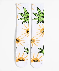 HUF Sunny Green Buddy White Crew Socks