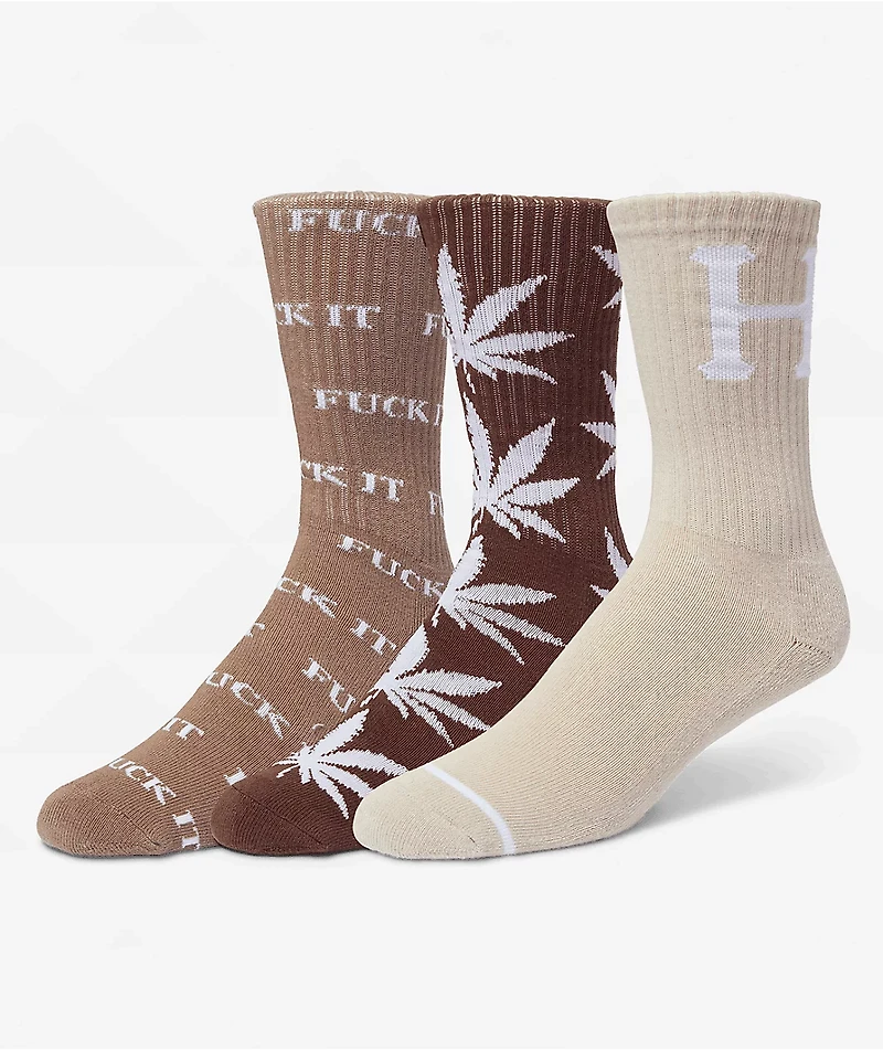 HUF Variety 3 Pack Natural Crew Socks