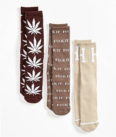 HUF Variety 3 Pack Natural Crew Socks