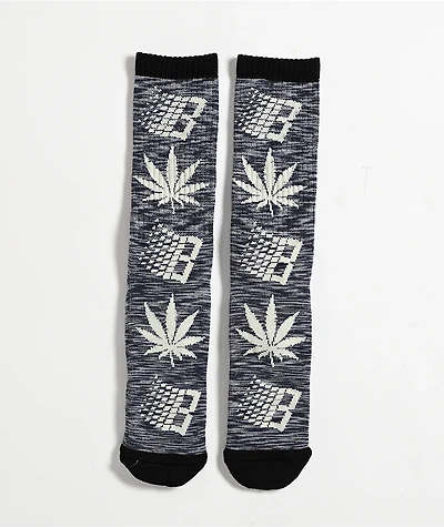 HUF x Bronze 56K Plantlife Marled Black Crew Socks