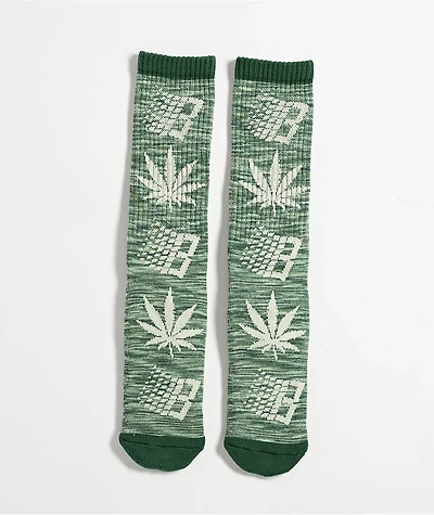 HUF x Bronze 56K Plantlife Marled Green Crew Socks
