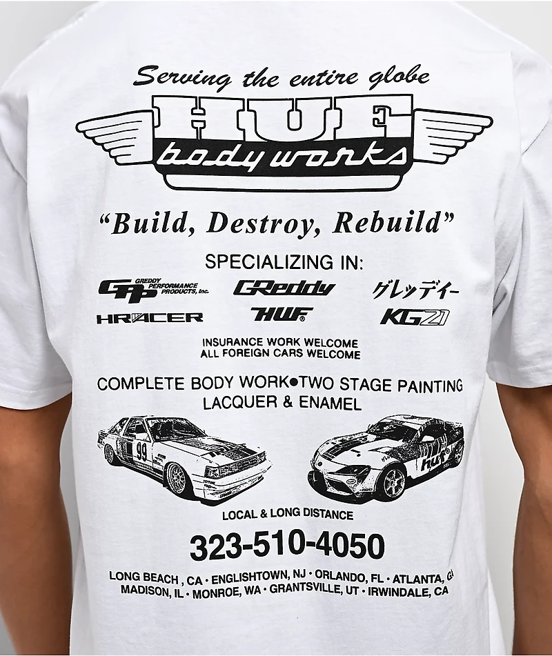 HUF x GReddy Body Works White T-Shirt