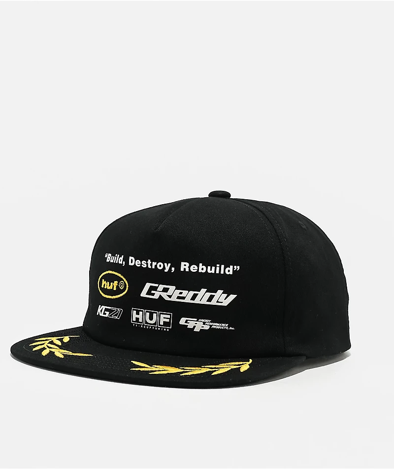 HUF x GReddy Team Black Snapback Hat