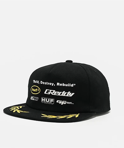 HUF x GReddy Team Black Snapback Hat