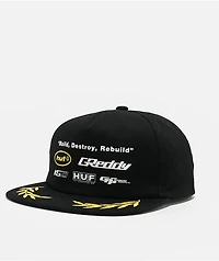HUF x GReddy Team Black Snapback Hat