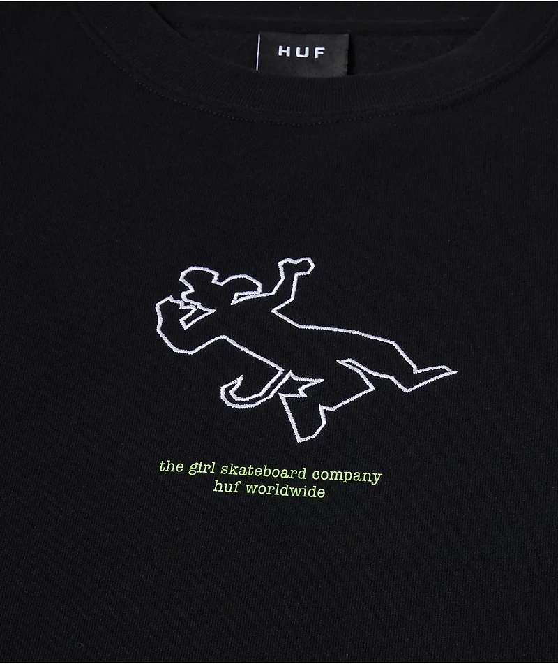 HUF x Girl Utline Black Crewneck Sweatshirt