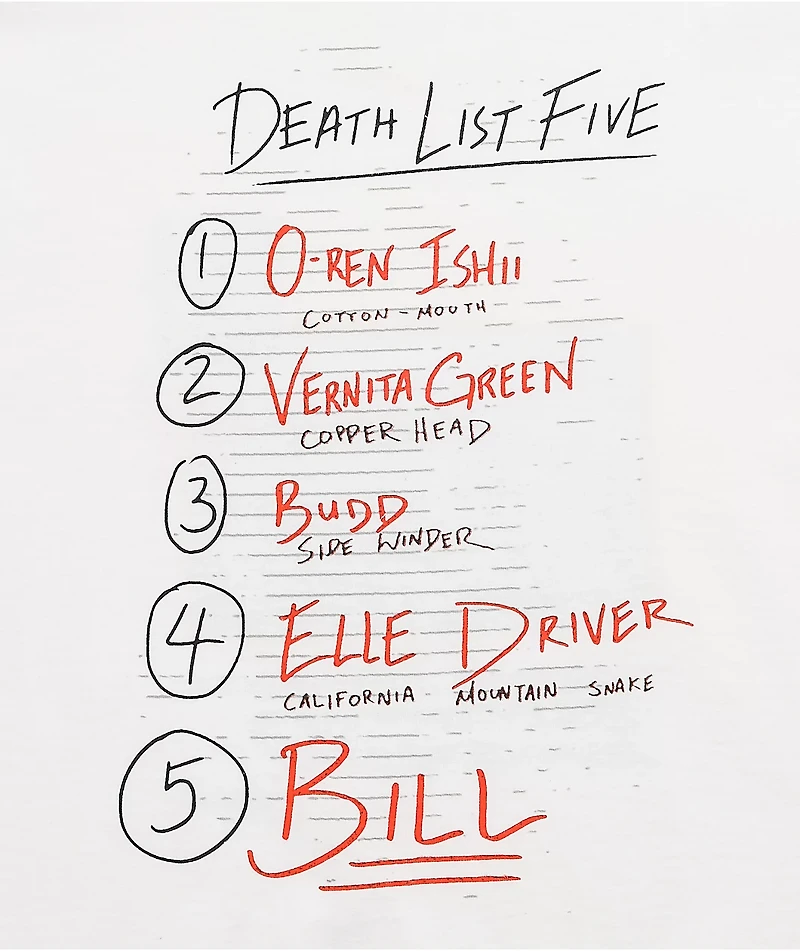 HUF x Kill Bill Death List White T-Shirt