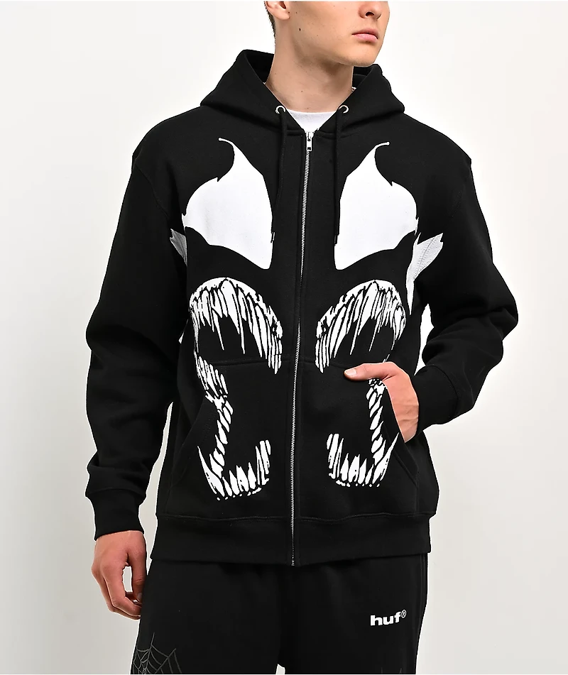 HUF x Marvel Spider-Man Symbiosis Black Zip Hoodie