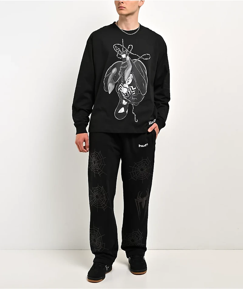 HUF x Marvel Spider-Man Upside Down Black Long Sleeve T-Shirt