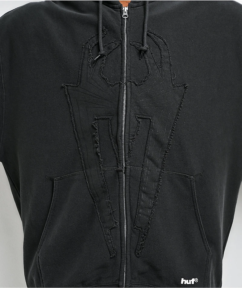 HUF x Marvel Spider-Man Web Black Wash Zip Hoodie