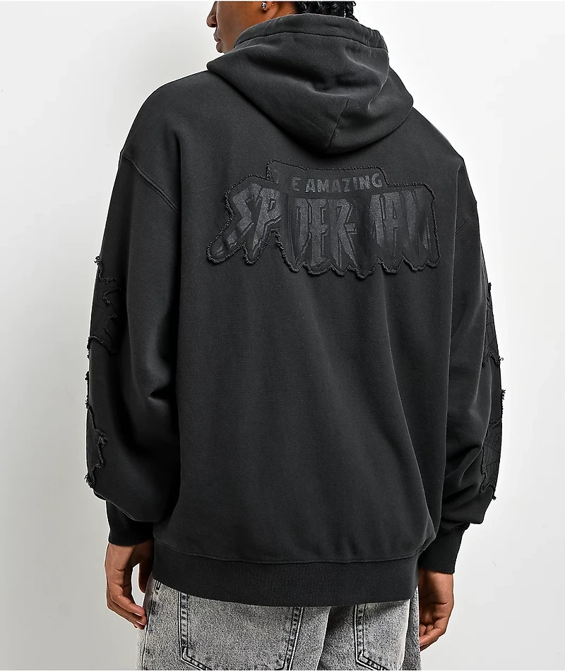 HUF x Marvel Spider-Man Web Black Wash Zip Hoodie