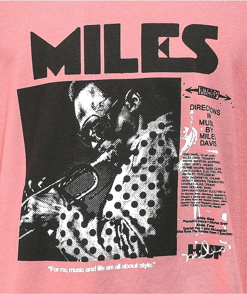 HUF x Miles Davis Voodoo Dusty Rose Washed Long Sleeve T-Shirt