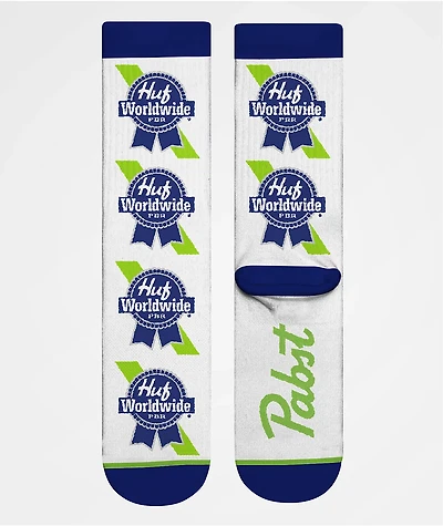 HUF x PBR Logo White Crew Socks