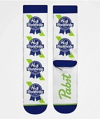 HUF x PBR Logo White Crew Socks
