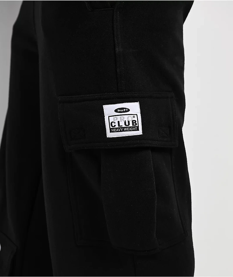 HUF x Pro Club Black Cargo Sweatpants