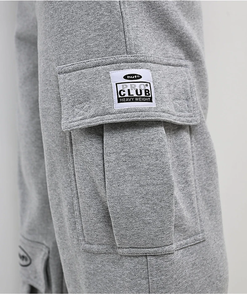 HUF x Pro Club Grey Cargo Sweatpants