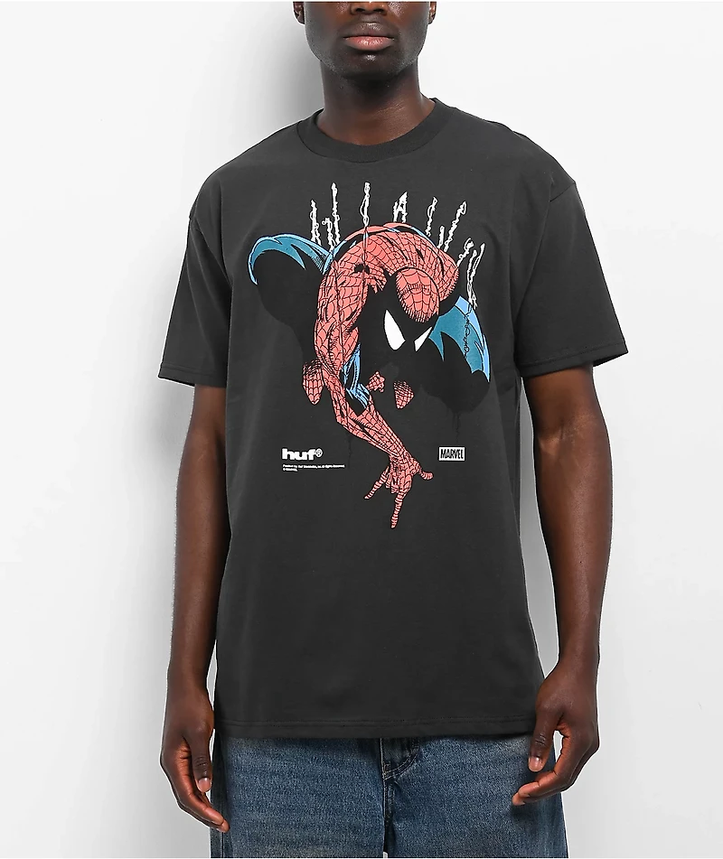 HUF x Spider-Man Perceptions Washed Black T-Shirt