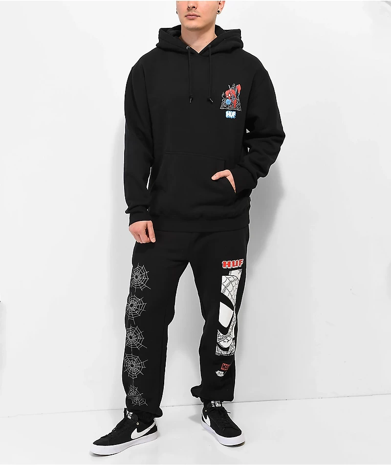HUF x Spider-Man Thwip Triangle Black Hoodie