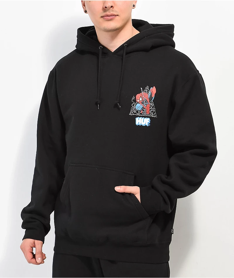 HUF x Spider-Man Thwip Triangle Black Hoodie