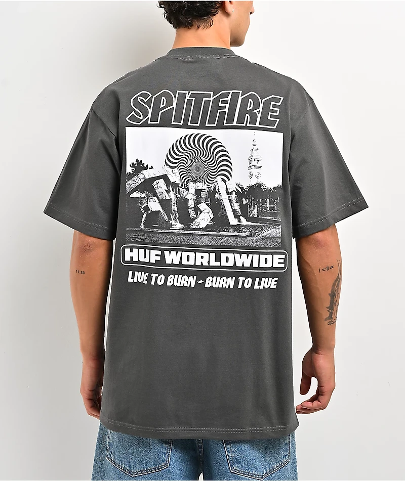 HUF x Spitfire Burn Grey T-Shirt