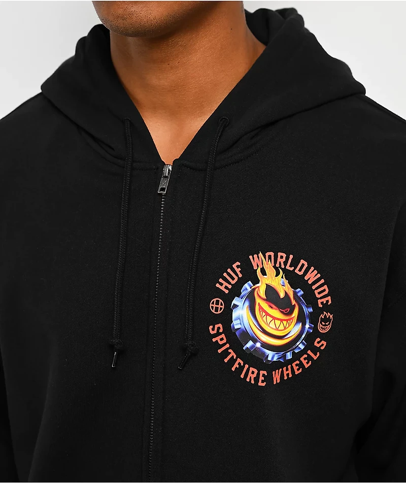 HUF x Spitfire Chrome Bighead Black Zip Hoodie