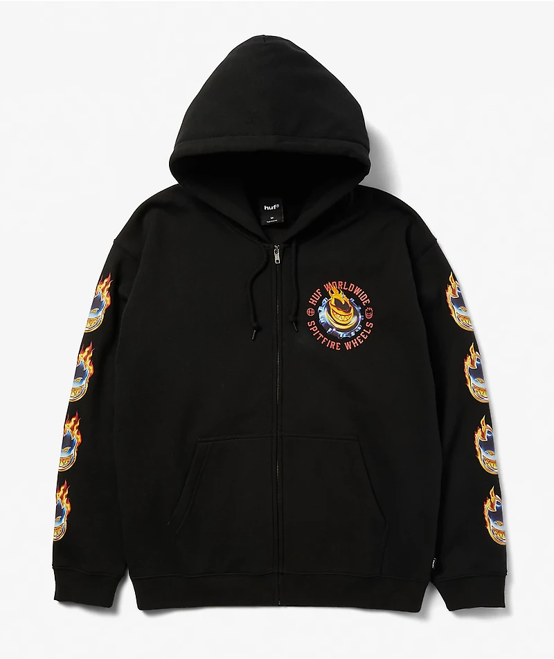 HUF x Spitfire Chrome Bighead Black Zip Hoodie
