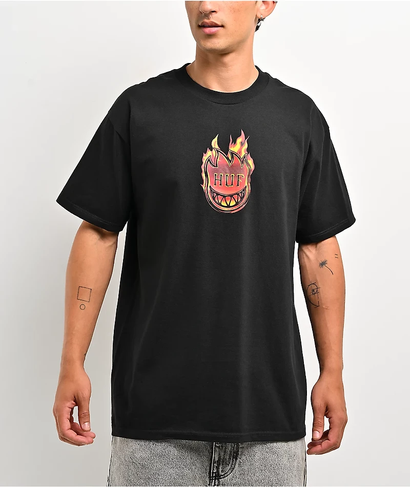 HUF x Spitfire Flame Galaxies Black T-Shirt
