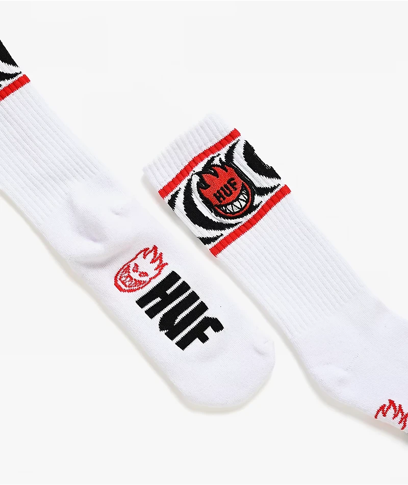 HUF x Spitfire Spiral White Crew Socks