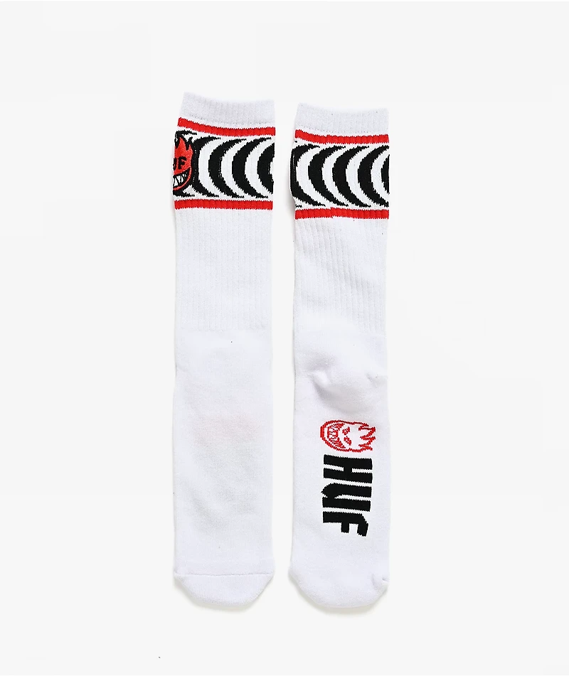 HUF x Spitfire Spiral White Crew Socks