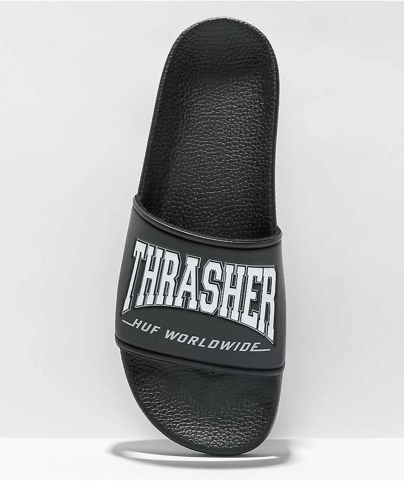 HUF x THRASHER Black Slide Sandals