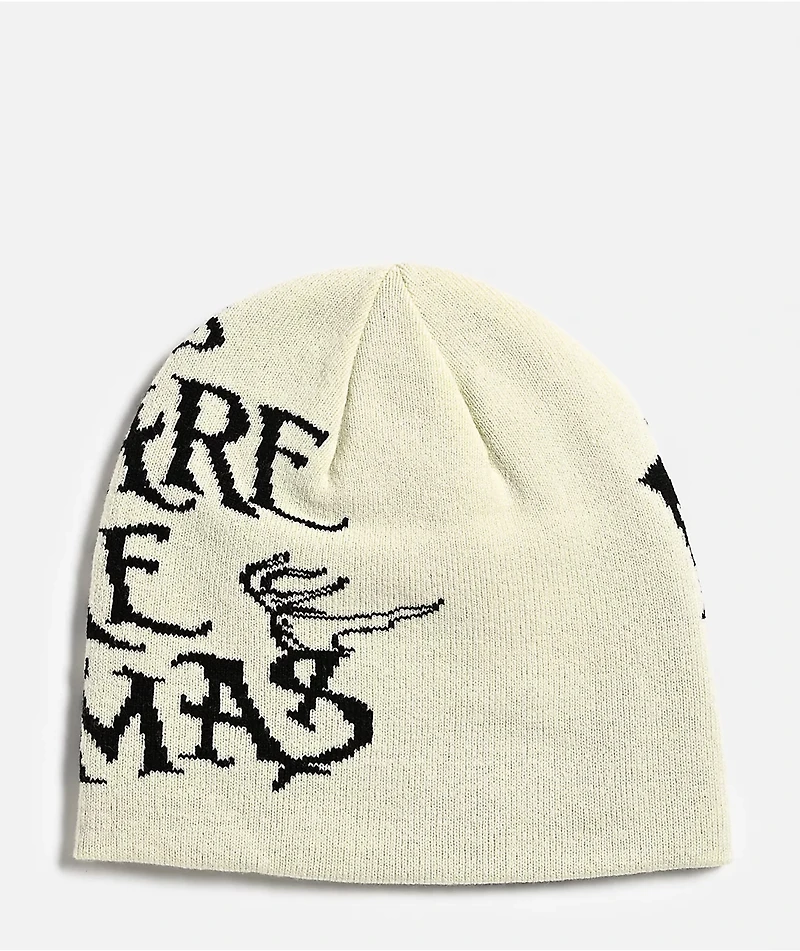 HUF x The Nightmare Before Christmas Natural & Black Reversible Skully Beanie