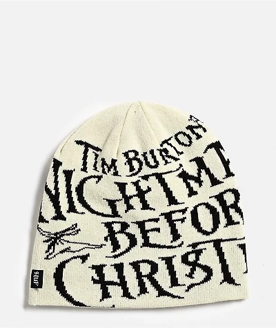HUF x The Nightmare Before Christmas Natural & Black Reversible Skully Beanie
